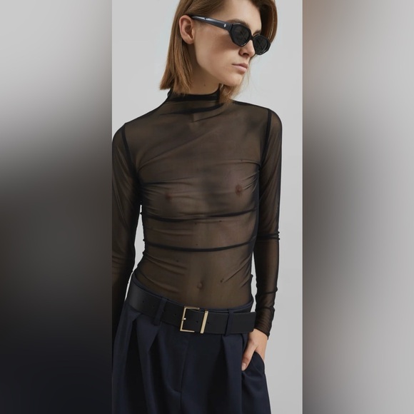 The Frankie Shop Tulia Long Sleeve Mesh Tee – Black (NWT, Size Small) - Picture 3 of 5